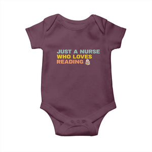 Just A Nurse Who Loves Reading Baby Onesie Bookish Nurse Gift TS12 Maroon Print Your Wear