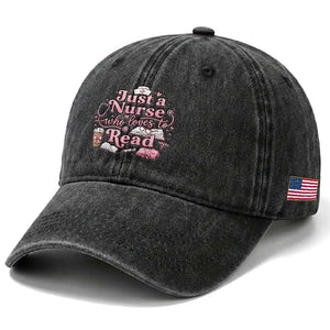 Just A Nurse Who Loves Reading Washed Cotton Baseball Cap Book Lover Nurse TS12 Print Your Wear