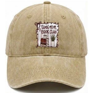 Tired Moms Book Club Washed Cotton Baseball Cap Funny Coffee And Books Mom Gift TS12 Print Your Wear