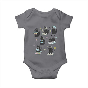 Bookish Black Cat Baby Onesie Funny Librarian Cat Lover Gift TS12 Charcoal Print Your Wear
