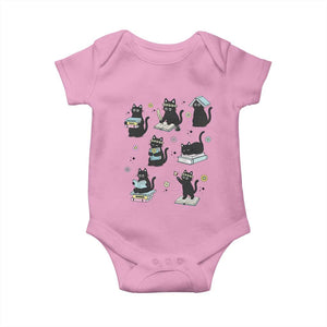 Bookish Black Cat Baby Onesie Funny Librarian Cat Lover Gift TS12 Light Pink Print Your Wear