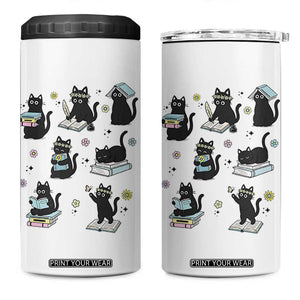 Bookish Black Cat 4 in 1 Can Cooler Tumbler Funny Librarian Cat Lover Gift TS12 One Size: 16 oz White Print Your Wear