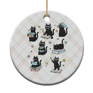 Bookish Black Cat Ceramic Ornament Funny Librarian Cat Lover Gift TS12 1pc Christmas Plaid Print Your Wear