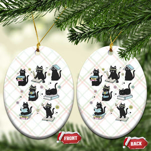 Bookish Black Cat Ceramic Ornament Funny Librarian Cat Lover Gift TS12 Print Your Wear