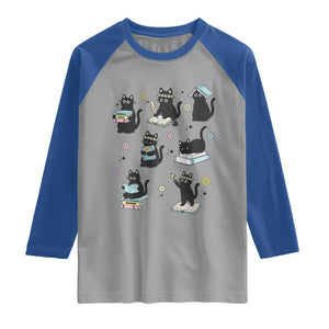 Bookish Black Cat Raglan Shirt Funny Librarian Cat Lover Gift TS12 Sport Gray Royal Print Your Wear