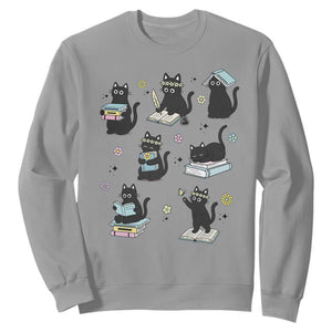 Bookish Black Cat Sweatshirt Funny Librarian Cat Lover Gift TS12 Sport Gray Print Your Wear