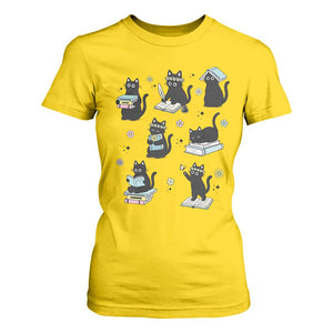 Bookish Black Cat T Shirt For Women Funny Librarian Cat Lover Gift TS12 Daisy Print Your Wear