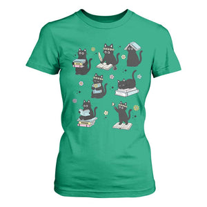 Bookish Black Cat T Shirt For Women Funny Librarian Cat Lover Gift TS12 Irish Green Print Your Wear