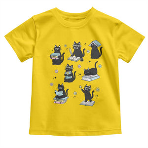 Bookish Black Cat Toddler T Shirt Funny Librarian Cat Lover Gift TS12 Daisy Print Your Wear