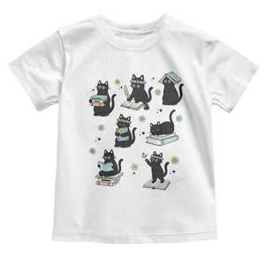 Bookish Black Cat Toddler T Shirt Funny Librarian Cat Lover Gift TS12 White Print Your Wear