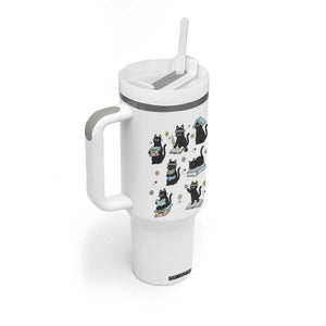 Bookish Black Cat Tumbler With Handle Funny Librarian Cat Lover Gift TS12 Print Your Wear