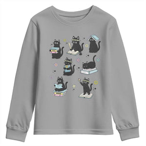Bookish Black Cat Youth Sweatshirt Funny Librarian Cat Lover Gift TS12 Sport Gray Print Your Wear
