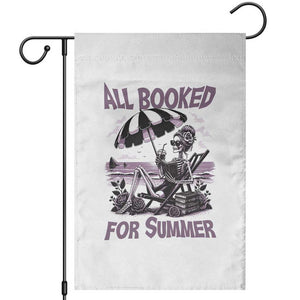 Funny Skeleton Reading At The Beach Garden Flag All Booked For Summer TS12 White Print Your Wear