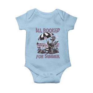 Funny Skeleton Reading At The Beach Baby Onesie All Booked For Summer TS12 Light Blue Print Your Wear