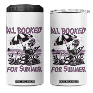 Funny Skeleton Reading At The Beach 4 in 1 Can Cooler Tumbler All Booked For Summer TS12 One Size: 16 oz White Print Your Wear