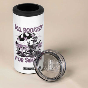 Funny Skeleton Reading At The Beach 4 in 1 Can Cooler Tumbler All Booked For Summer TS12 Print Your Wear