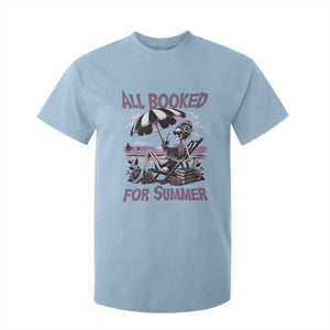 Funny Skeleton Reading At The Beach T Shirt For Kid All Booked For Summer TS12 Light Blue Print Your Wear
