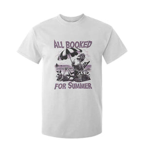 Funny Skeleton Reading At The Beach T Shirt For Kid All Booked For Summer TS12 White Print Your Wear