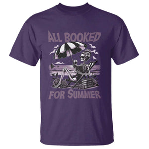 Funny Skeleton Reading At The Beach T Shirt All Booked For Summer TS12 Purple Print Your Wear