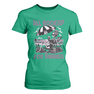 Funny Skeleton Reading At The Beach T Shirt For Women All Booked For Summer TS12 Irish Green Print Your Wear