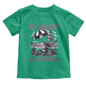 Funny Skeleton Reading At The Beach Toddler T Shirt All Booked For Summer TS12 Irish Green Print Your Wear