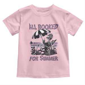 Funny Skeleton Reading At The Beach Toddler T Shirt All Booked For Summer TS12 Light Pink Print Your Wear