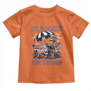 Funny Skeleton Reading At The Beach Toddler T Shirt All Booked For Summer TS12 Orange Print Your Wear