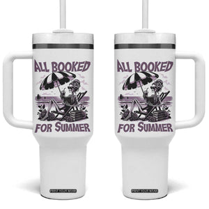 Funny Skeleton Reading At The Beach Tumbler With Handle All Booked For Summer TS12 One Size: 40 oz White Print Your Wear