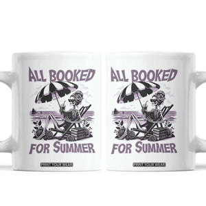 Funny Skeleton Reading At The Beach Coffee Mug All Booked For Summer TS12 White Print Your Wear
