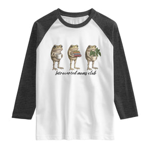 Introverted Moms Club Frog Graphic Raglan Shirt Funny Mothers Day Gift TS12 White Heather Charcoal Print Your Wear