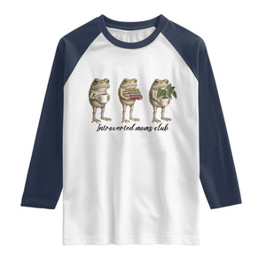 Introverted Moms Club Frog Graphic Raglan Shirt Funny Mothers Day Gift TS12 White Navy Print Your Wear