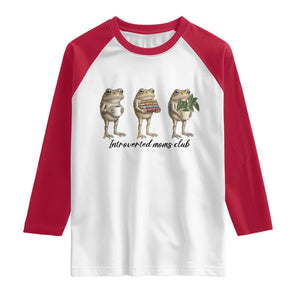 Introverted Moms Club Frog Graphic Raglan Shirt Funny Mothers Day Gift TS12 White Red Print Your Wear