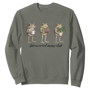 Introverted Moms Club Frog Graphic Sweatshirt Funny Mothers Day Gift TS12 Military Green Print Your Wear