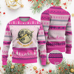 Copy Moon Joy Space Lover Lunar Mission Ugly Christmas Sweater Astronaut Sci Fi Graphic TS12 Hot Pink Print Your Wear
