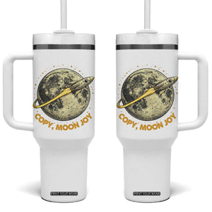 Copy Moon Joy Space Lover Lunar Mission Tumbler With Handle Astronaut Sci Fi Graphic TS12 One Size: 40 oz White Print Your Wear
