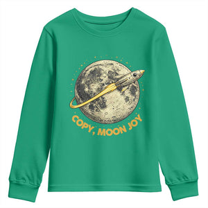 Copy Moon Joy Space Lover Lunar Mission Youth Sweatshirt Astronaut Sci Fi Graphic TS12 Irish Green Print Your Wear