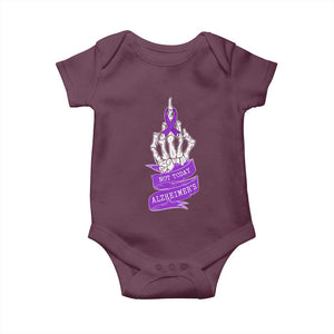 Not Today Alzheimers Baby Onesie Funny Skeleton Middle Finger Purple Ribbon