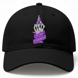 Not Today Alzheimers Baseball Cap Funny Skeleton Middle Finger Purple Ribbon