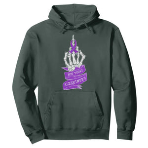 Not Today Alzheimers Hoodie Funny Skeleton Middle Finger Purple Ribbon