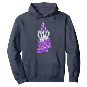 Not Today Alzheimers Hoodie Funny Skeleton Middle Finger Purple Ribbon