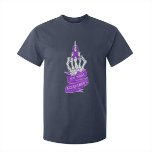 Not Today Alzheimers T Shirt For Kid Funny Skeleton Middle Finger Purple Ribbon