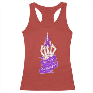 Not Today Alzheimers Racerback Tank Top Funny Skeleton Middle Finger Purple Ribbon