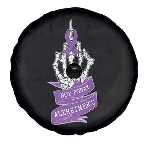 Not Today Alzheimers Spare Tire Cover Funny Skeleton Middle Finger Purple Ribbon