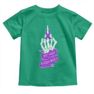 Not Today Alzheimers Toddler T Shirt Funny Skeleton Middle Finger Purple Ribbon