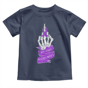 Not Today Alzheimers Toddler T Shirt Funny Skeleton Middle Finger Purple Ribbon