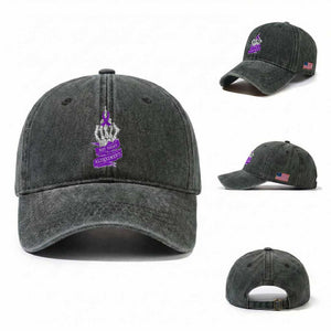 Not Today Alzheimers Washed Cotton Baseball Cap Funny Skeleton Middle Finger Purple Ribbon