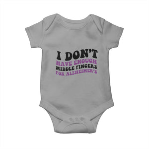 I Dont Have Enough Middle Fingers For Alzheimers Baby Onesie Groovy Purple Retro