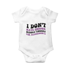 I Dont Have Enough Middle Fingers For Alzheimers Baby Onesie Groovy Purple Retro