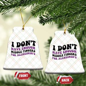 I Dont Have Enough Middle Fingers For Alzheimers Ceramic Ornament Groovy Purple Retro