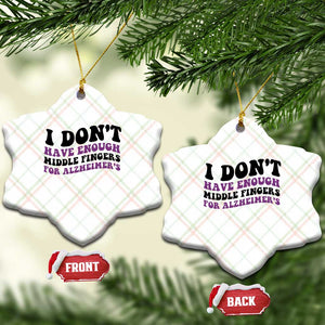 I Dont Have Enough Middle Fingers For Alzheimers Ceramic Ornament Groovy Purple Retro
